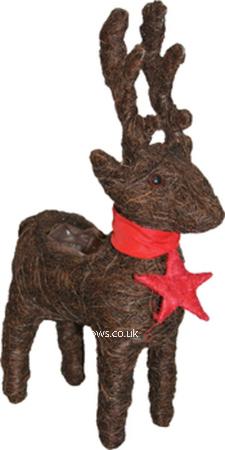 Planter - Brushwood Reindeer with Red Ribbon
