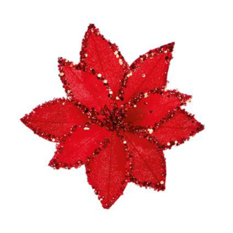 20cm Red Beaded Poinsettia