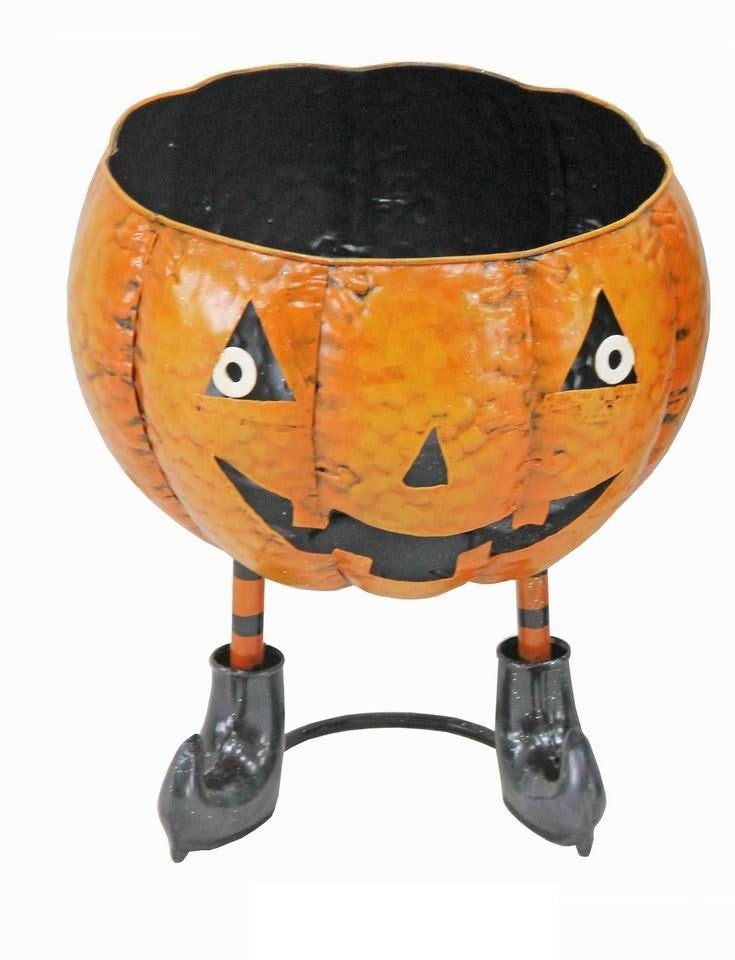 Halloween ~ Standing Metal Pumpkin Bowl