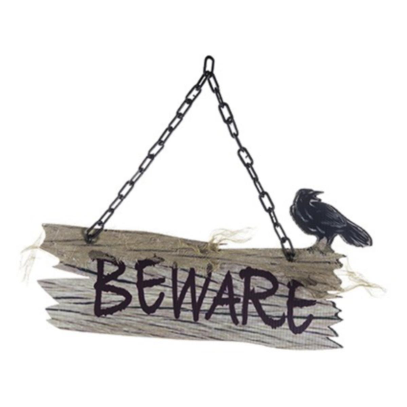 Halloween ~ Sign - Beware with Crow