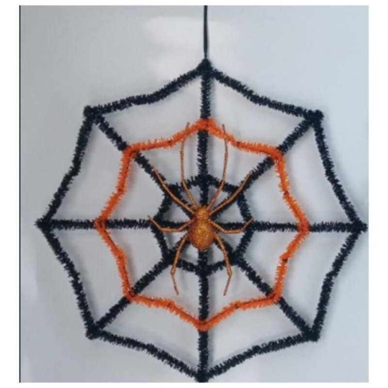 Halloween ~ Hanging Tinsel Web with Spider