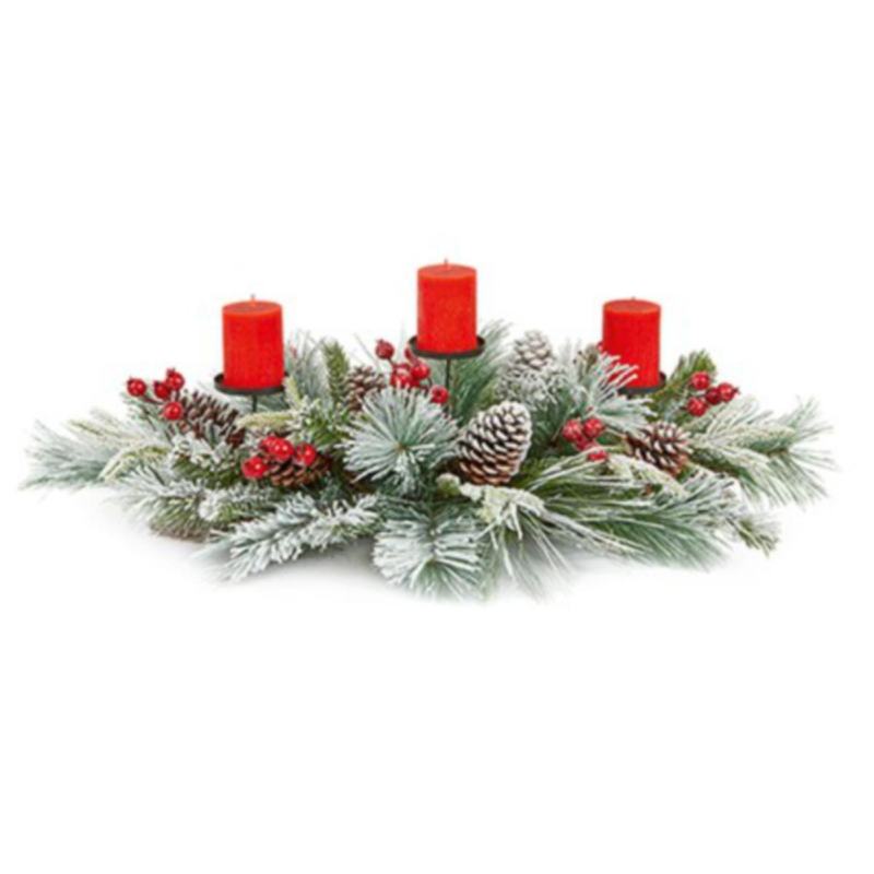 Centre Piece - Flocked with Berries and Cones