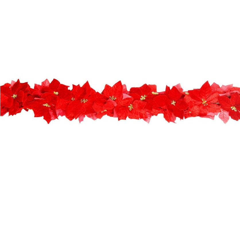 1.8m Red Poinsetta Garland