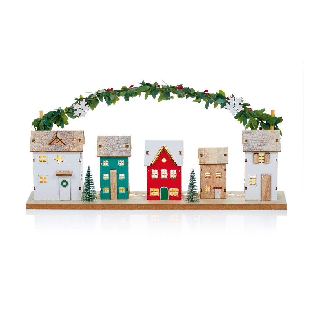 Wooden Light Up Christmas House Scene