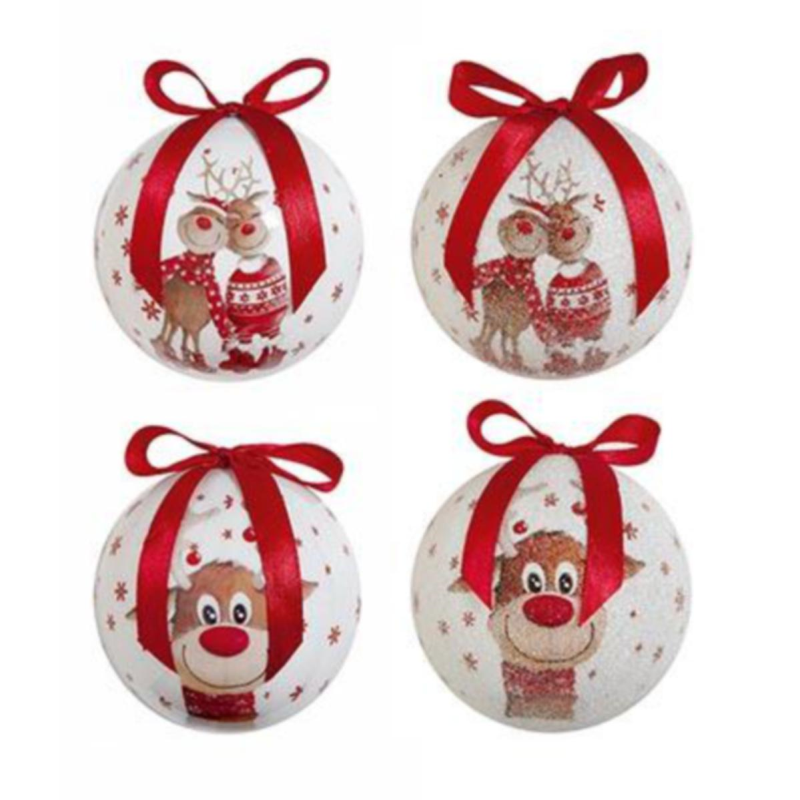 Cute Reindeer Baubles - Assorted