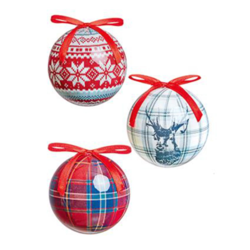 Bauble - Decoupage Deer and Plaid Baubles