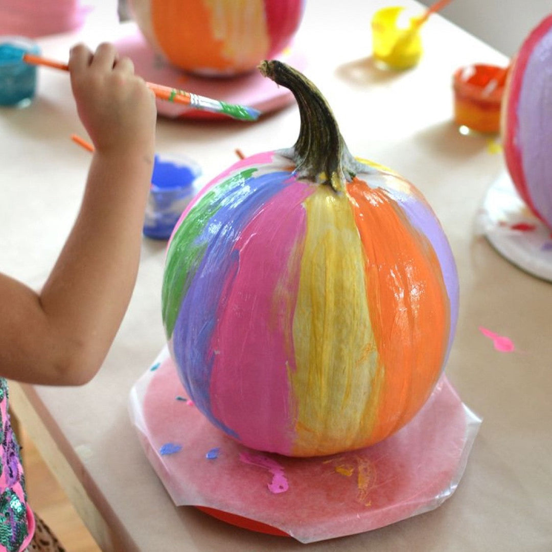 Decorating a pumpkin