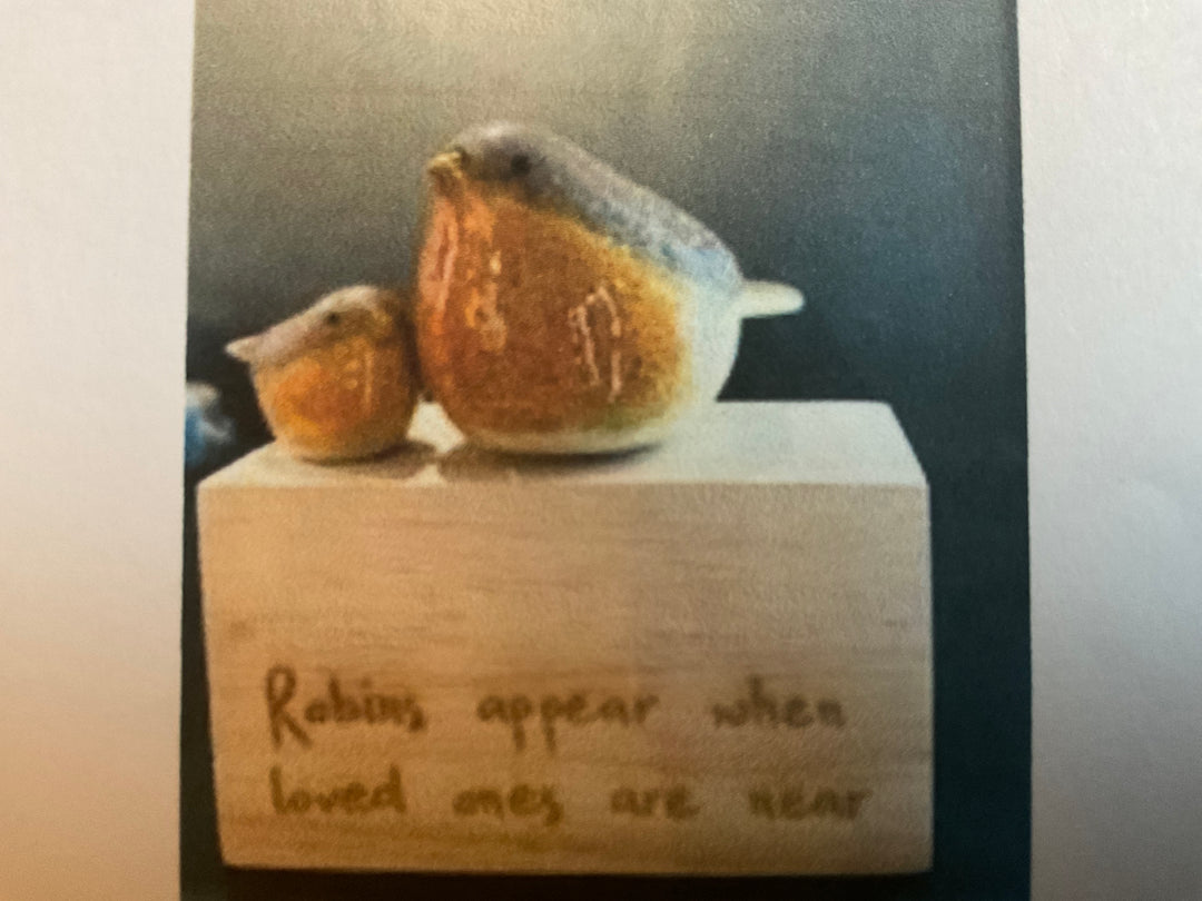 Robins on Wood Block