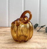 Halloween - Luxury Handblown Glass Amber Pumkpin