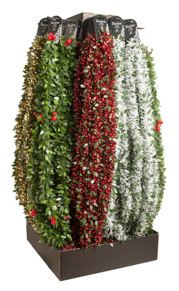 Tinsel - Assorted Die Cut Natural Holly on Rocket/Ice Cracked