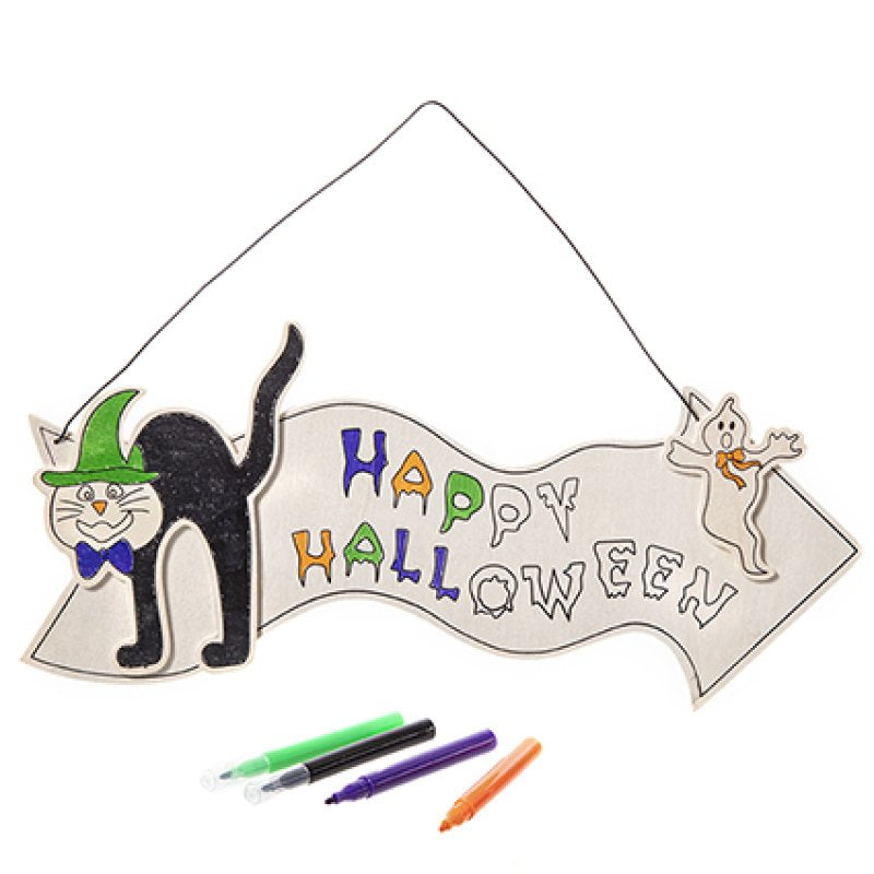Halloween - Colour your own Wooden Sign