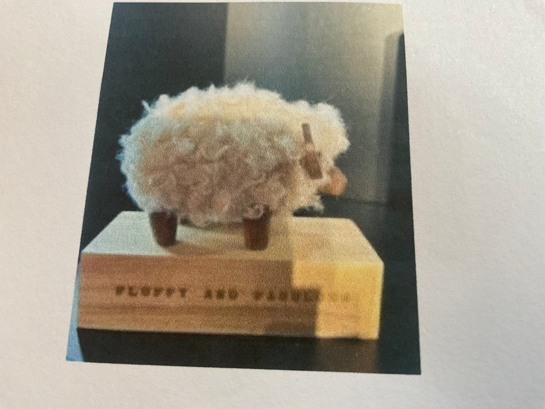 White Fluffy Ram on Block