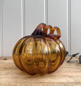 Halloween - Luxury Handblown Glass Amber Pumkpin