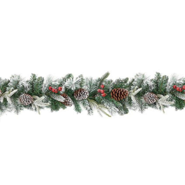 Garland - Flocked Garland with Berries and Cones