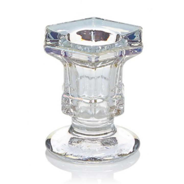 Candle Holder - Clear Hexagonal Glass