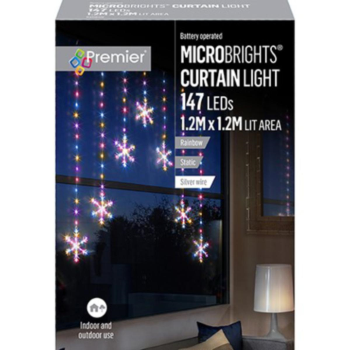 Lights - 1.2M x1.2M PinWire Curtain Snowflake or Star