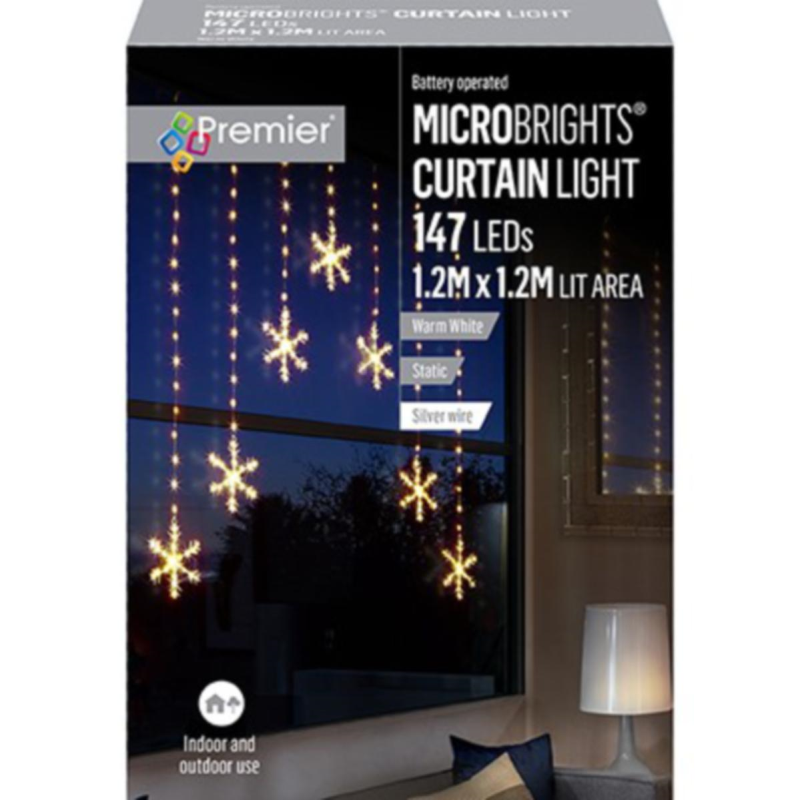 Lights - 1.2M x1.2M PinWire Curtain Snowflake or Star
