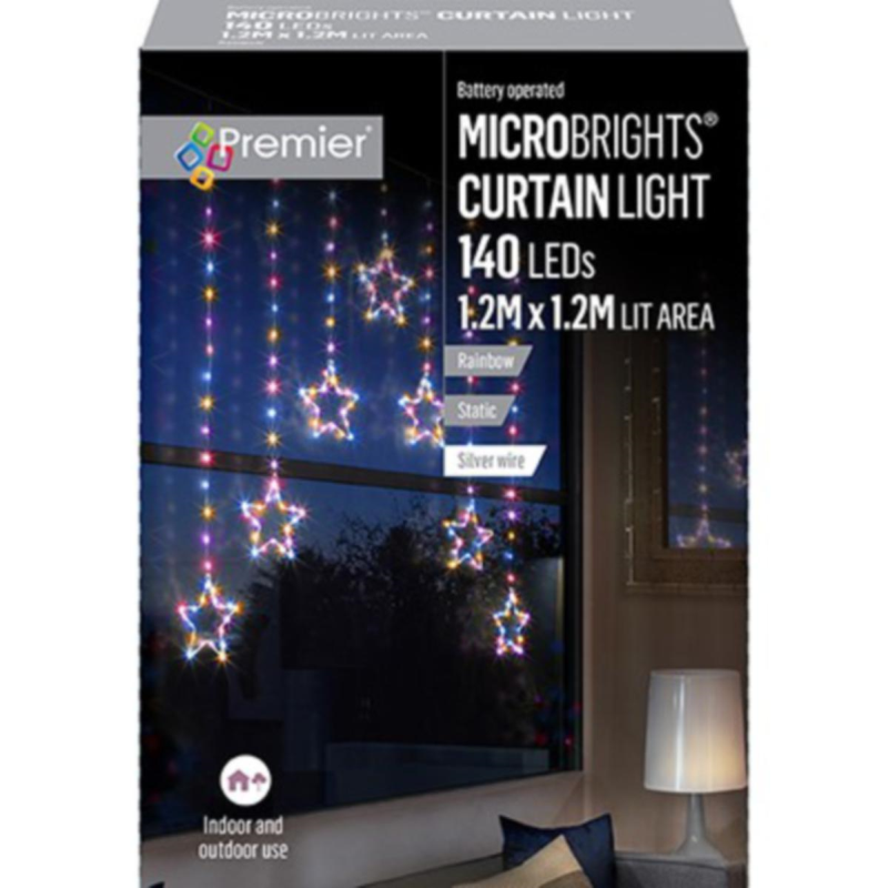 Lights - 1.2M x1.2M PinWire Curtain Snowflake or Star