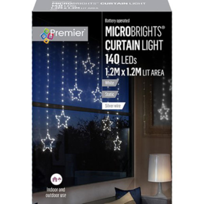 Lights - 1.2M x1.2M PinWire Curtain Snowflake or Star