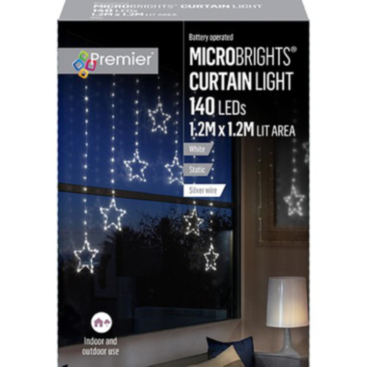 Lights - 1.2M x1.2M PinWire Curtain Snowflake or Star