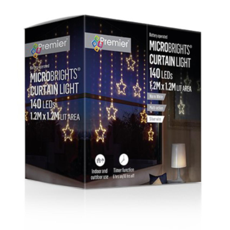 Lights - 1.2M x1.2M PinWire Curtain Snowflake or Star