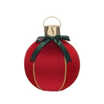 Red Velvet Ball with Green Ribbon