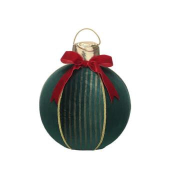 Green Velvet Ball with Red Ribbon