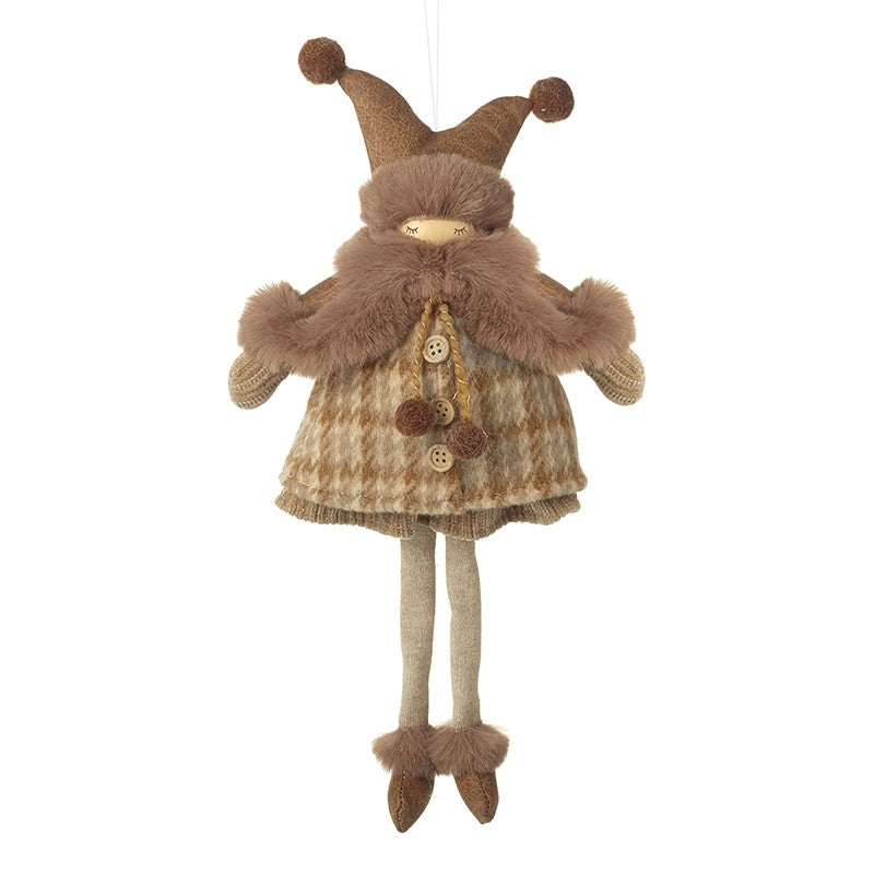 Hanging Girl in Brown Checked Coat