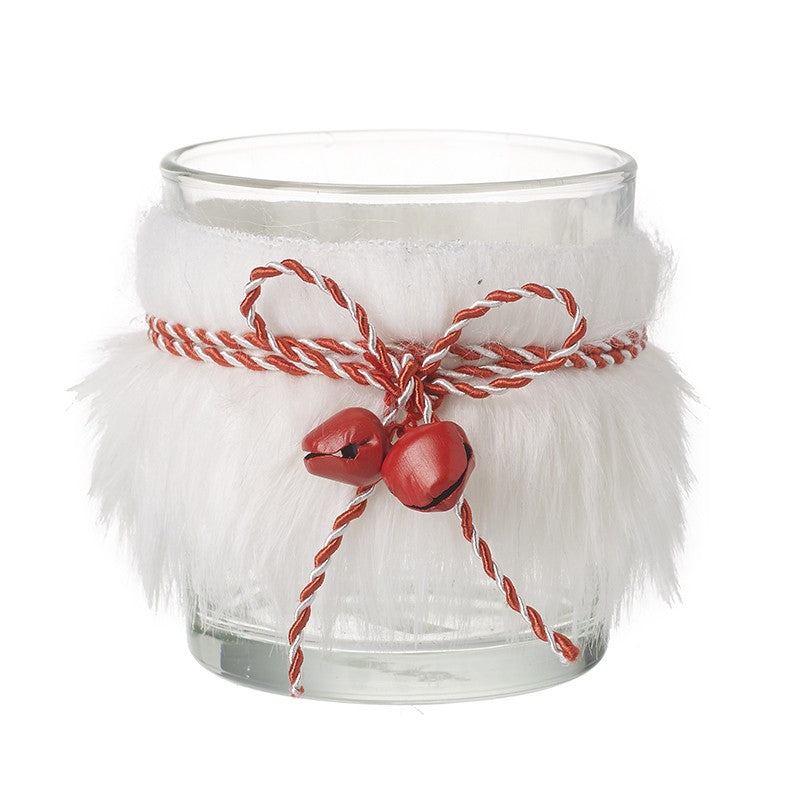 White Fur T-Light Glass