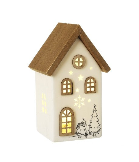 White Ceramic LED House Med
