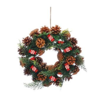 Wreath - Red White Candy Shaped with Bells