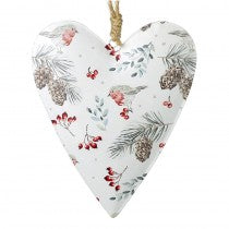 Hanger - White Heart with Robins