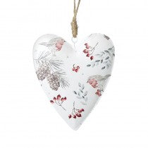 Hanger - White Heart with Robins