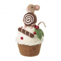 Felt Mouse on Cup Cake