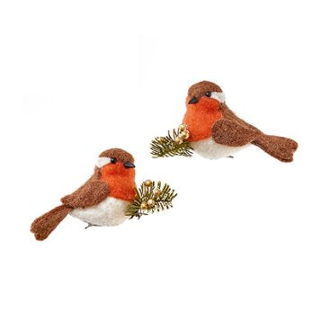 Robins - Set of 2 Felt Robins on Clips