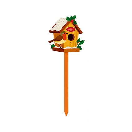 Wooden Stake - Robin in Treehouse