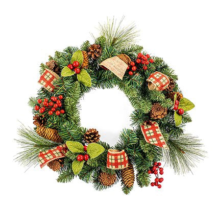Wreath - Natural Berry with Ribbon 50cm