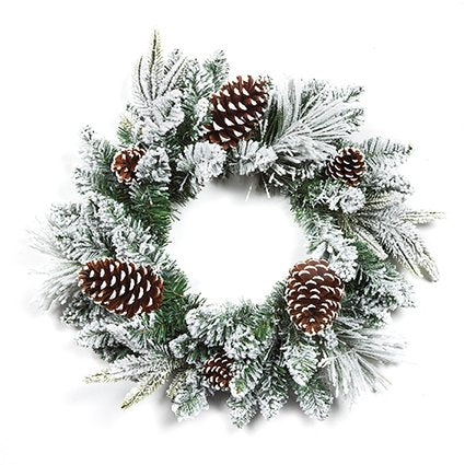 Wreath - Flocked with Cones 50cm