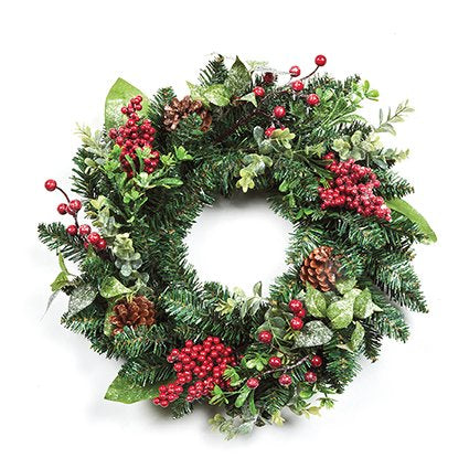 Wreath - Cotoneaster Glitter With Bay Leaves