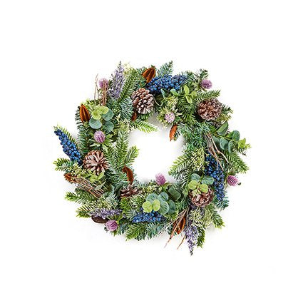 Wreath -  Eucalyptus Thistle &amp; BlackBerry 50cm