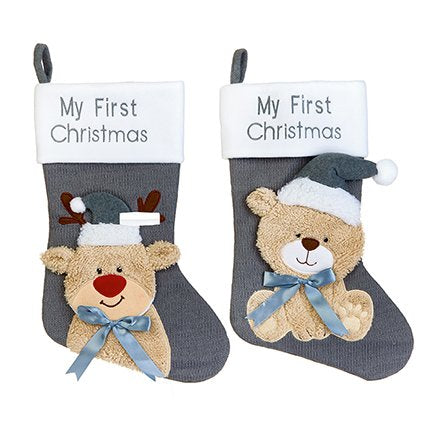 Baby’s First Christmas - Grey Stockings