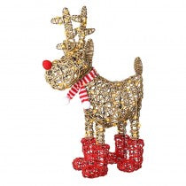 Rattan Light Up Reindeer in Red Boots
