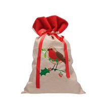 Christmas Sack - Brown Hessian with Red Cuff
