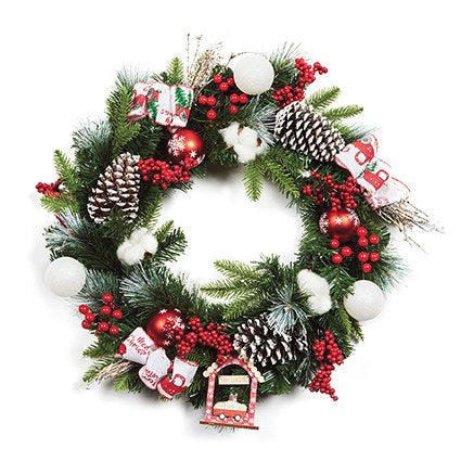 Wreath - Cone &amp; Berry &amp; Decoration 50cm