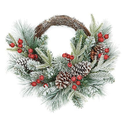 Wreath - Rattan with Berries & Cones 45cm