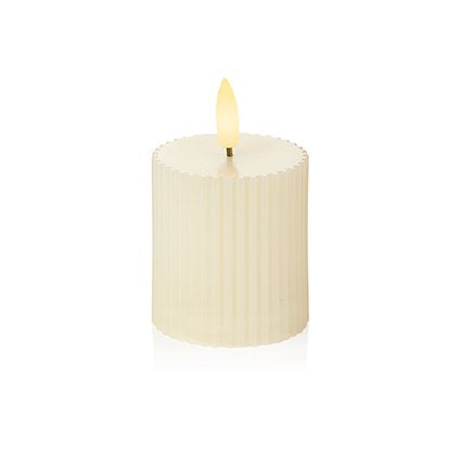Candle - Cream Lit Flickabright Plastic Pillar