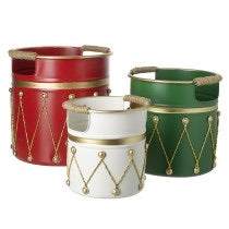 Metal Green, Red &amp; White Drums