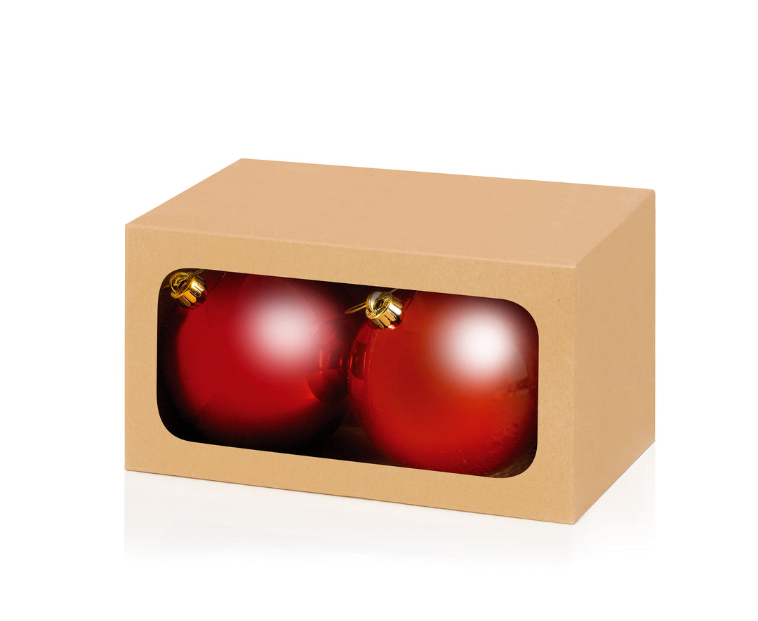 Baubles - Set of 2 Red Shiny Baubles
