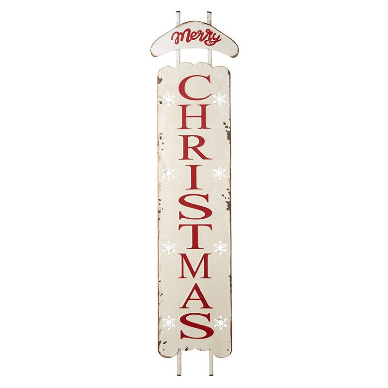 RUSTIC WHITE METAL MERRY CHRISTMAS SIGN