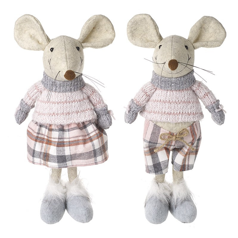 MEDIUM FABRIC PINK MICE IN JUMPERS MIX